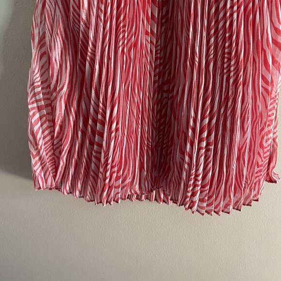 Michael Kors L Pink Zebra Print Sleeveless Chain Detail Pleated Halter Top NWT - Picture 3 of 13